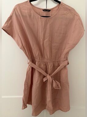 SHEIN Dusty Rose Tie-Waist Mini Dress
